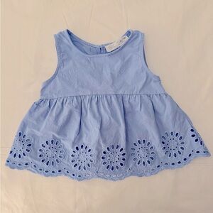 Zara Kids Size 4 years Blue Sleeveless Embroidered Blouse
